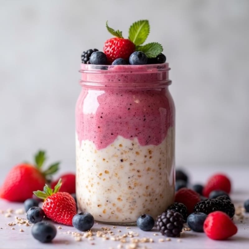 Creamy Berry Protein Overnight Oats