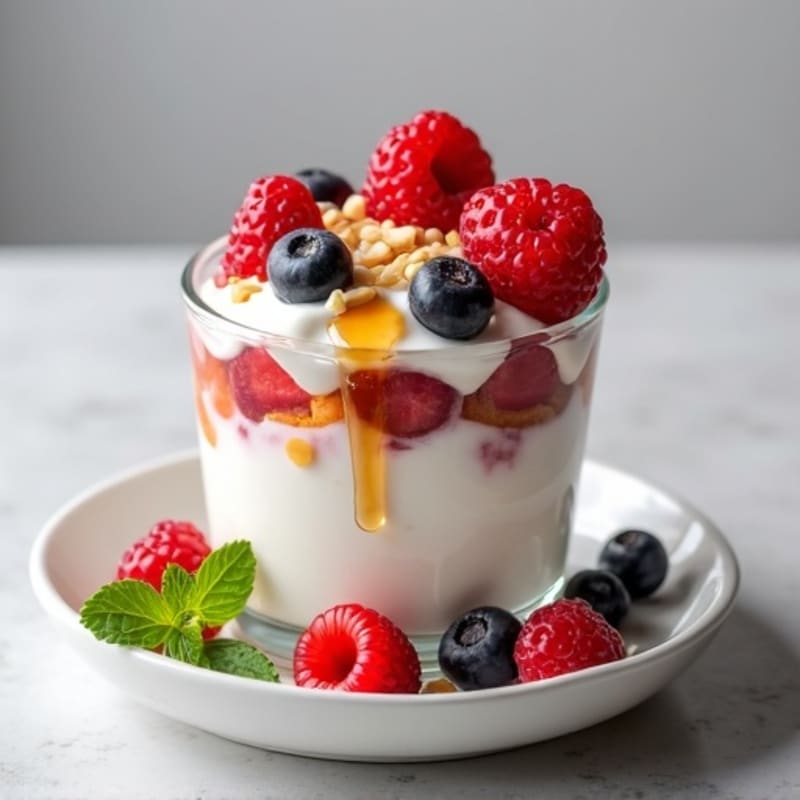 Creamy Greek Yogurt Parfait with Mixed Berries and Almonds