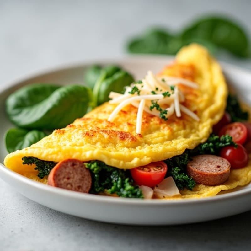 Egg White Omelet with Spinach and Turkey Sausage