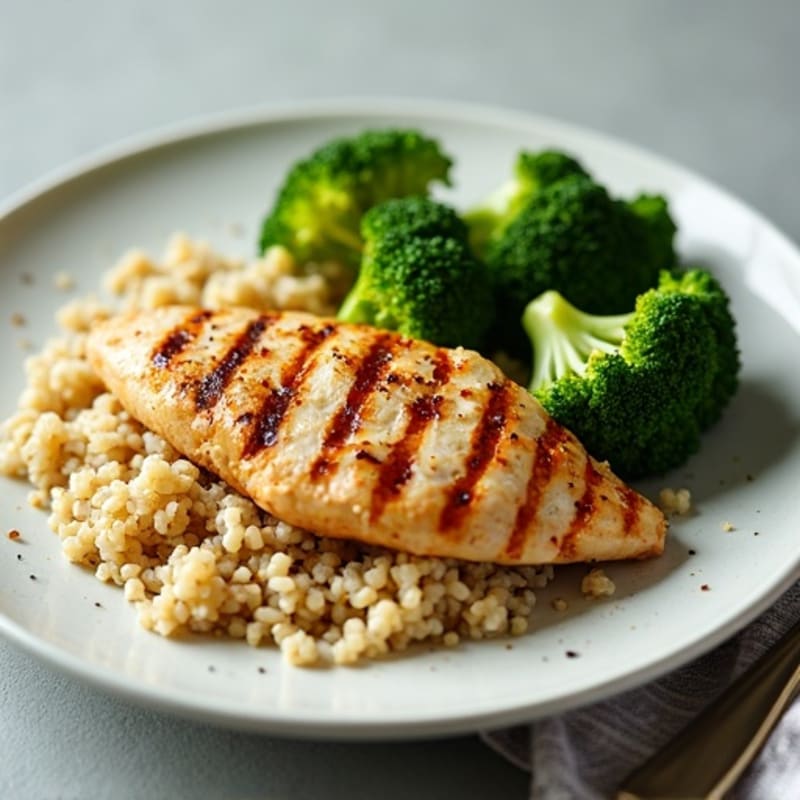 Grilled Chicken Breast with Quinoa and Steamed Broccoli