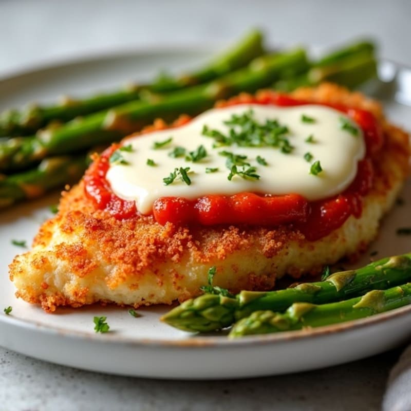 Crispy Chicken Parmesan with Roasted Asparagus