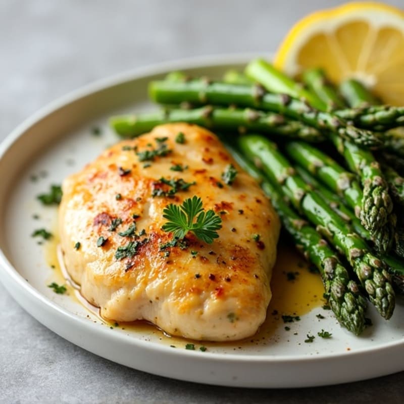 Lemon Herb Roasted Chicken Breast with Roasted Asparagus