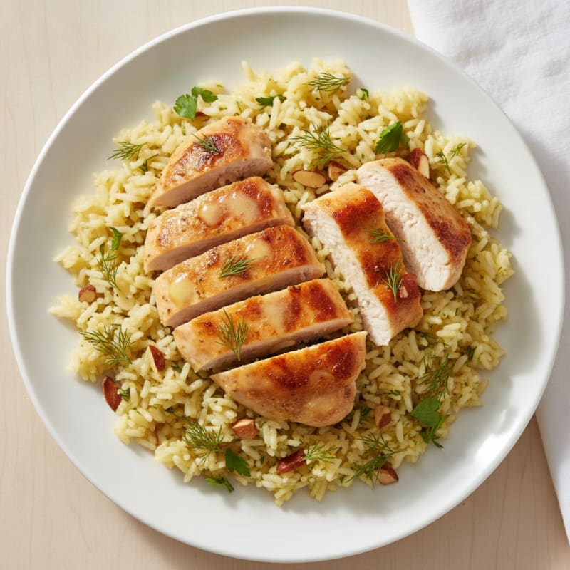 Lemon Herb Rice Pilaf with Toasted Almonds
