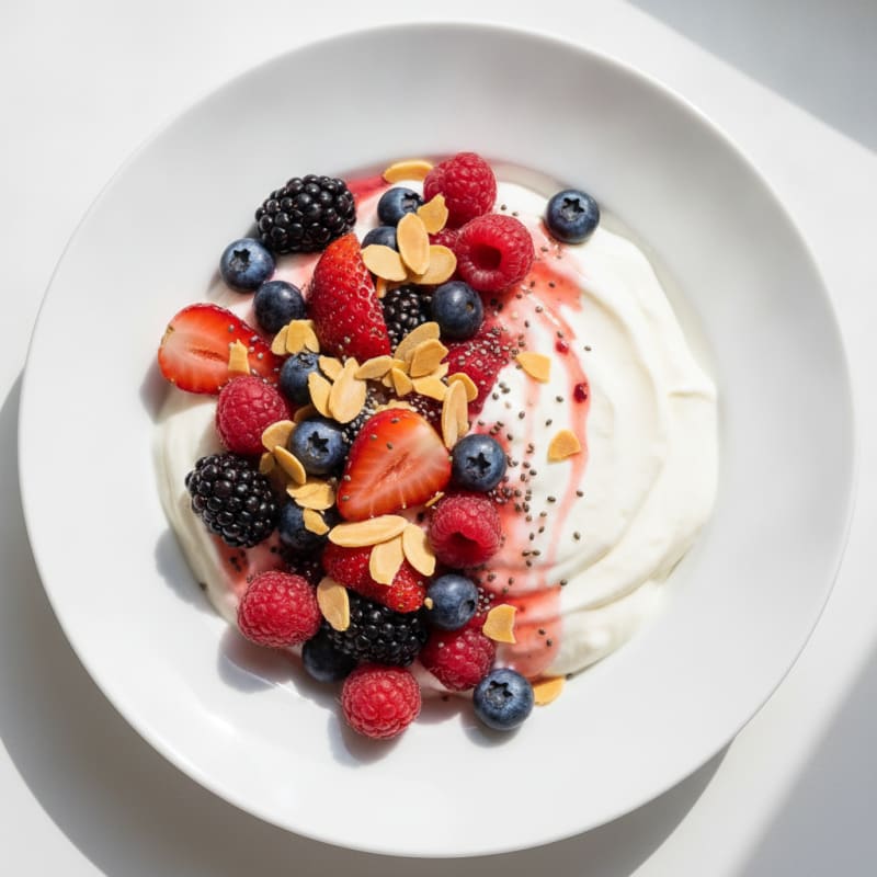 Silky Greek Yogurt Protein Pudding with Mixed Berries
