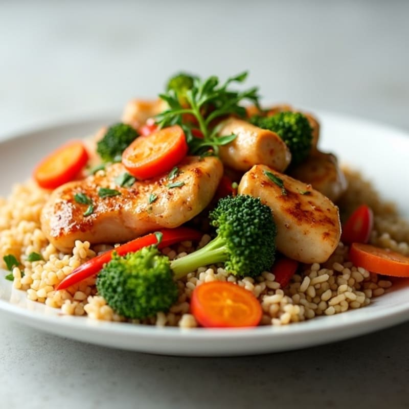 Garlic Ginger Chicken and Vegetable Rice Stir-Fry