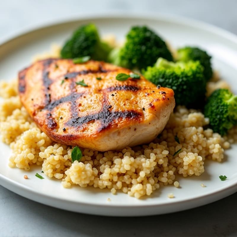 Grilled Chicken Breast with Quinoa and Steamed Broccoli