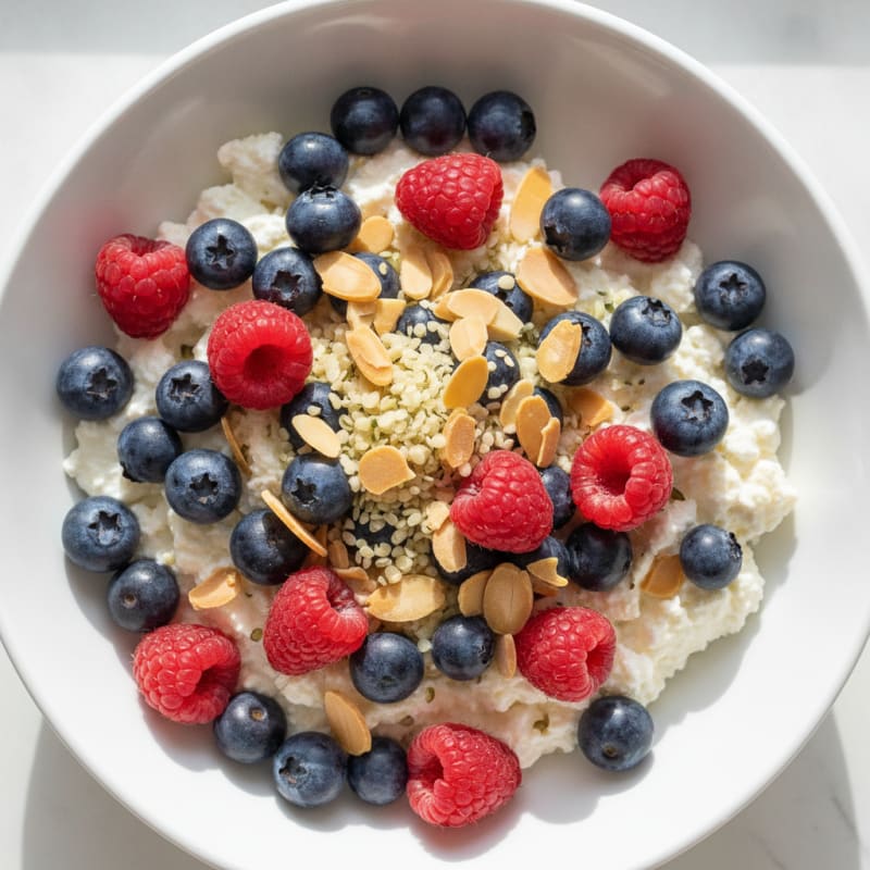 Cottage Cheese and Berry Protein Bowl with Almonds