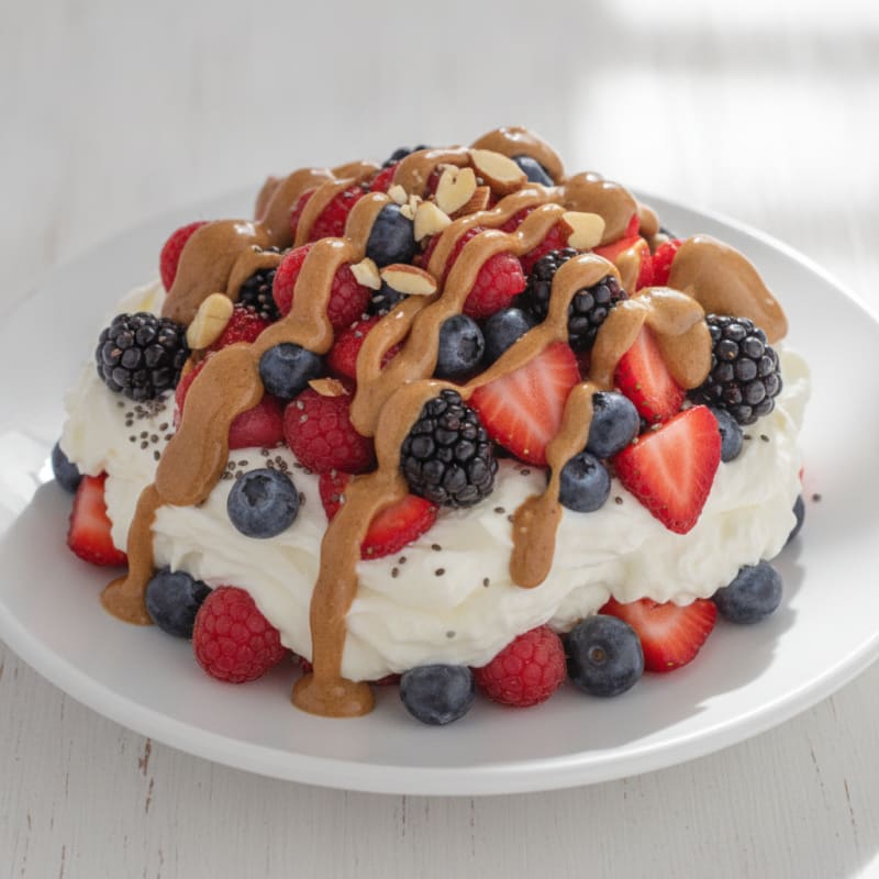 Greek Yogurt Protein Parfait with Mixed Berries and Almond Butter