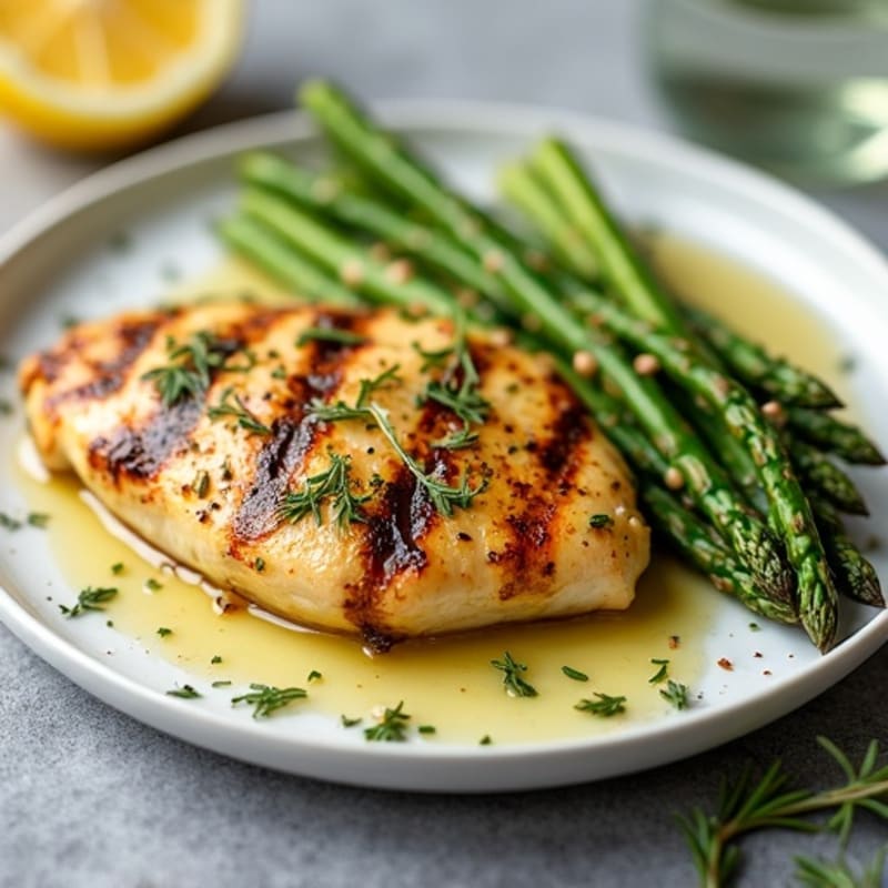Lemon Herb Roasted Chicken with Crispy Asparagus