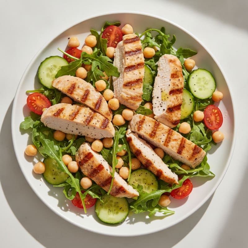 Grilled Turkey Breast Salad with Chickpeas and Lemon Vinaigrette