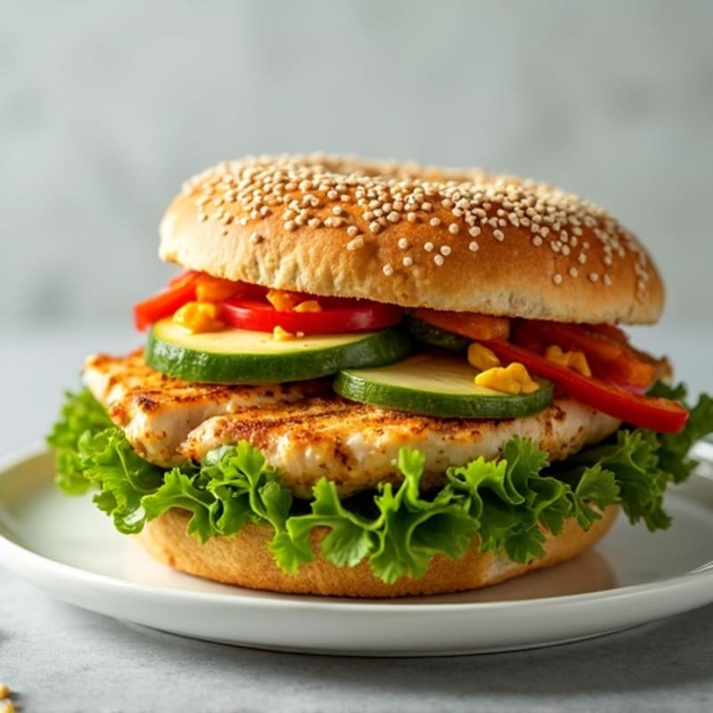 Grilled Chicken and Veggie Sandwich with Mixed Greens