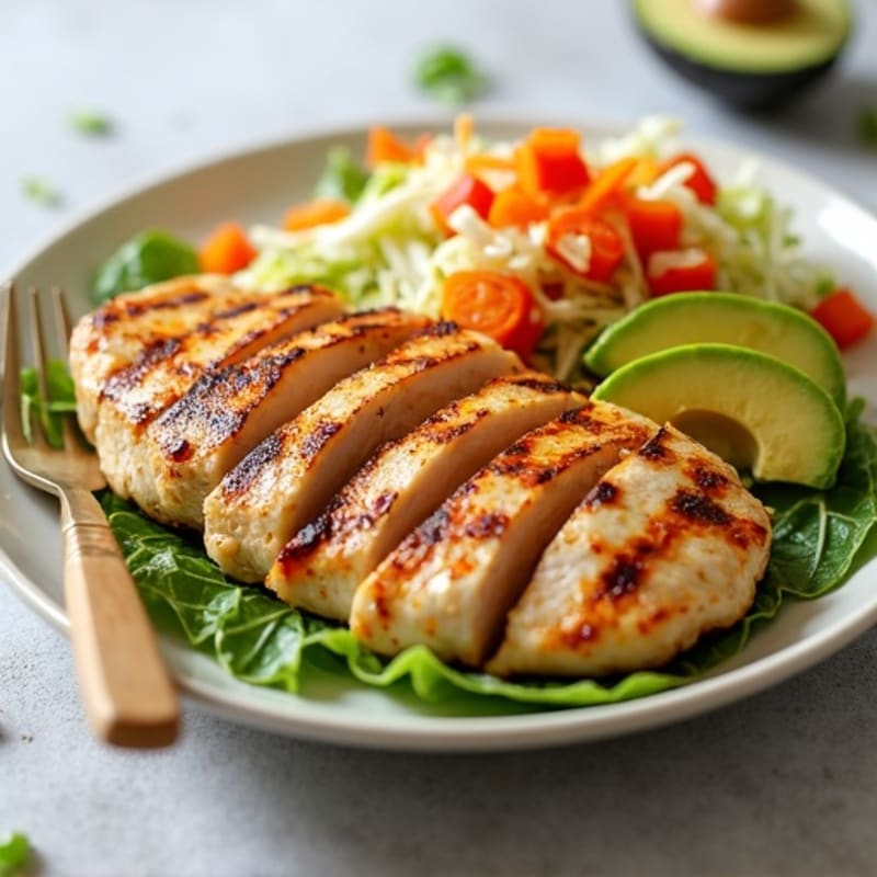 Grilled Chicken Breast with Crunchy Cabbage Slaw