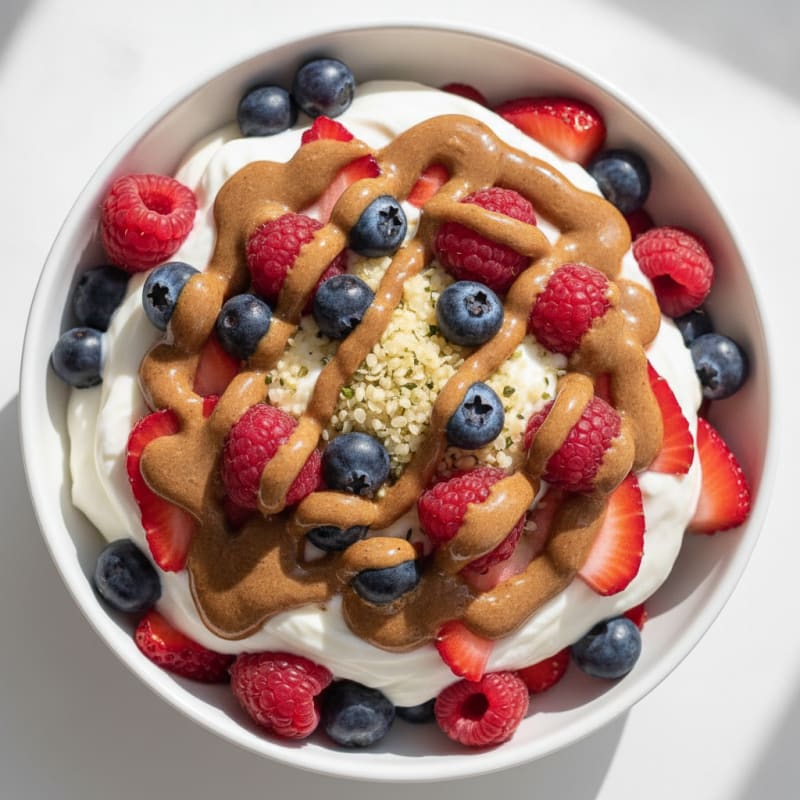 Creamy Greek Yogurt Parfait with Mixed Berries and Almond Butter