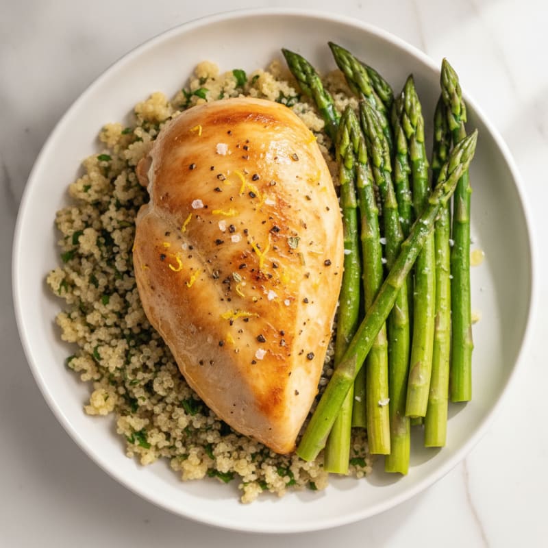 Lemon Herb Roasted Chicken with Asparagus