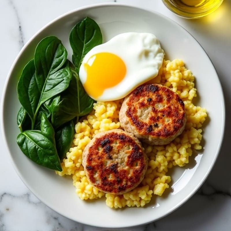 Egg White and Turkey Sausage Scramble with Spinach