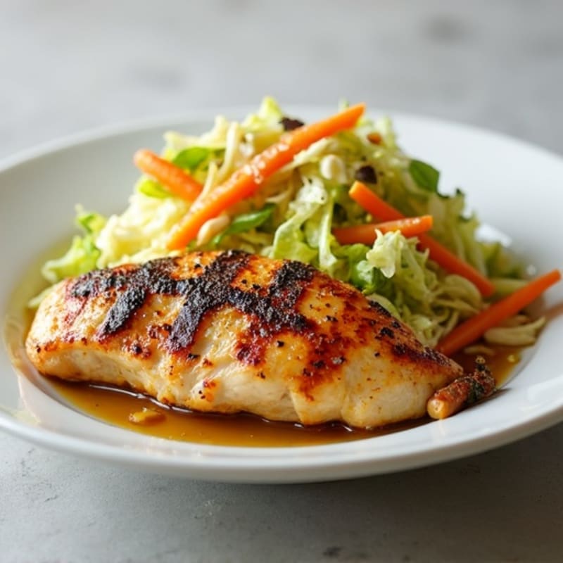 Grilled Chicken Breast with Crunchy Cabbage Slaw