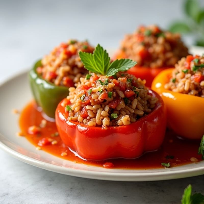 Baked Lean Ground Turkey Stuffed Bell Peppers