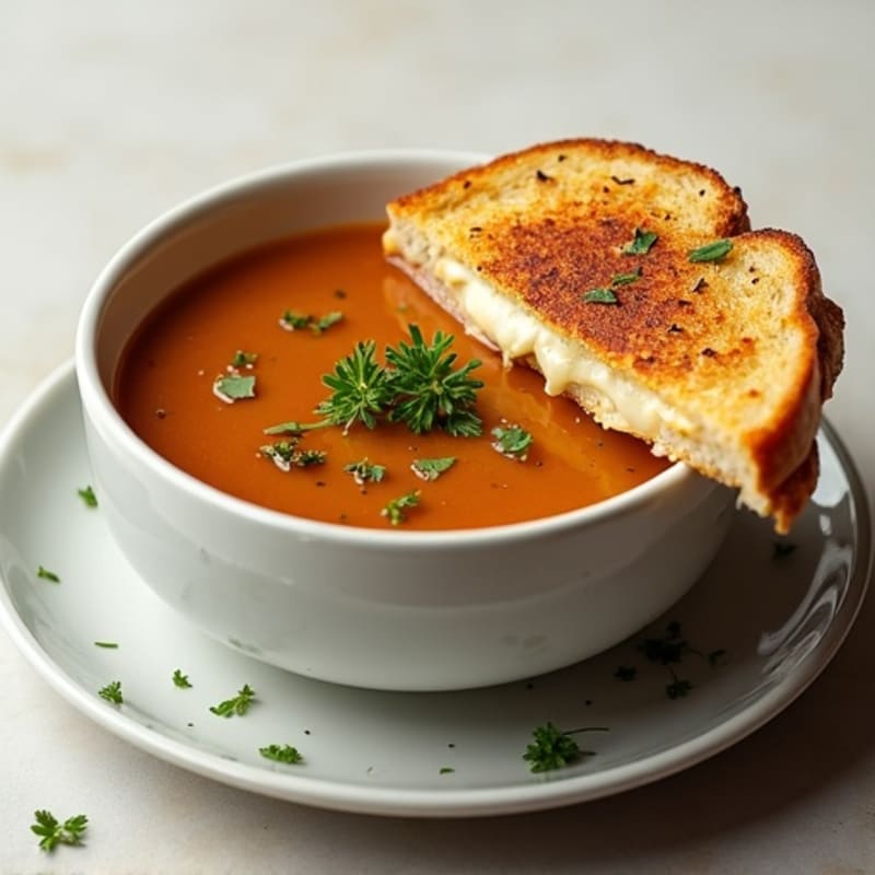 Caramelized Onion Soup with Herb-Crusted Grilled Cheese