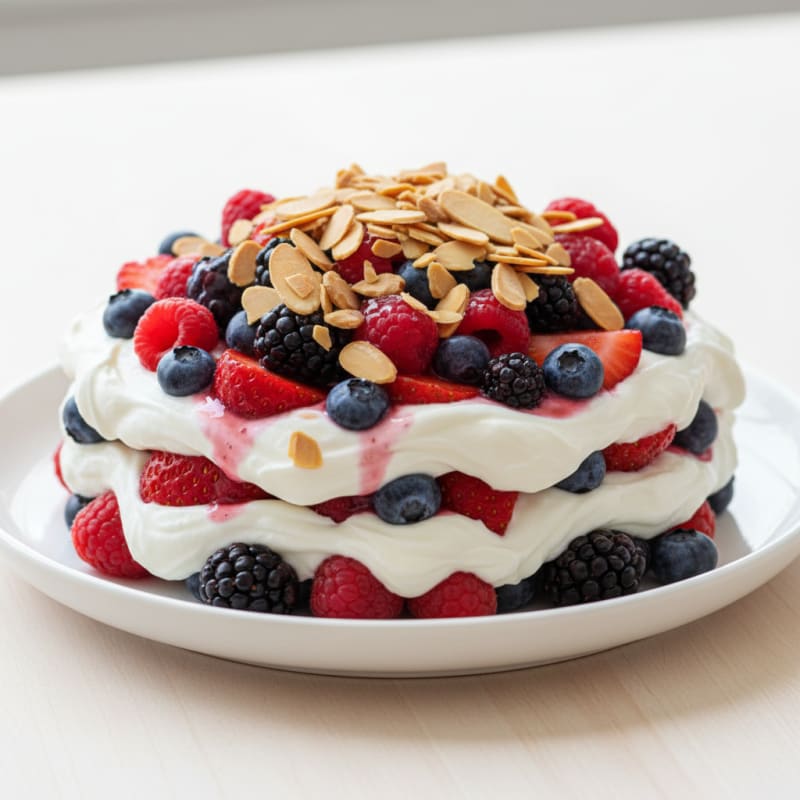 Greek Yogurt Protein Parfait with Mixed Berries and Almonds