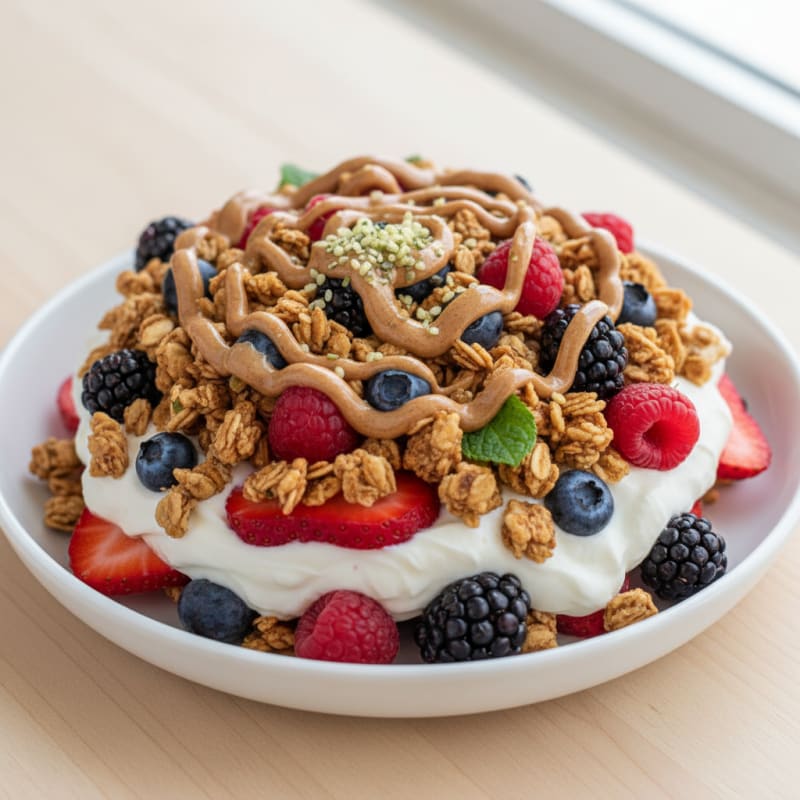Greek Yogurt Parfait with Mixed Berries and Protein Granola