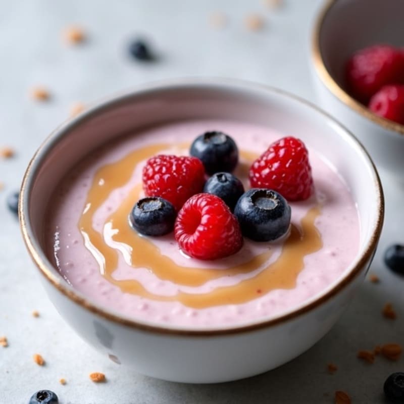 Silky Greek Yogurt Protein Pudding with Mixed Berries