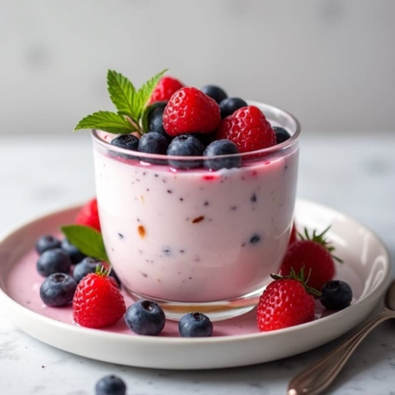 Silky Greek Yogurt Protein Pudding with Mixed Berries
