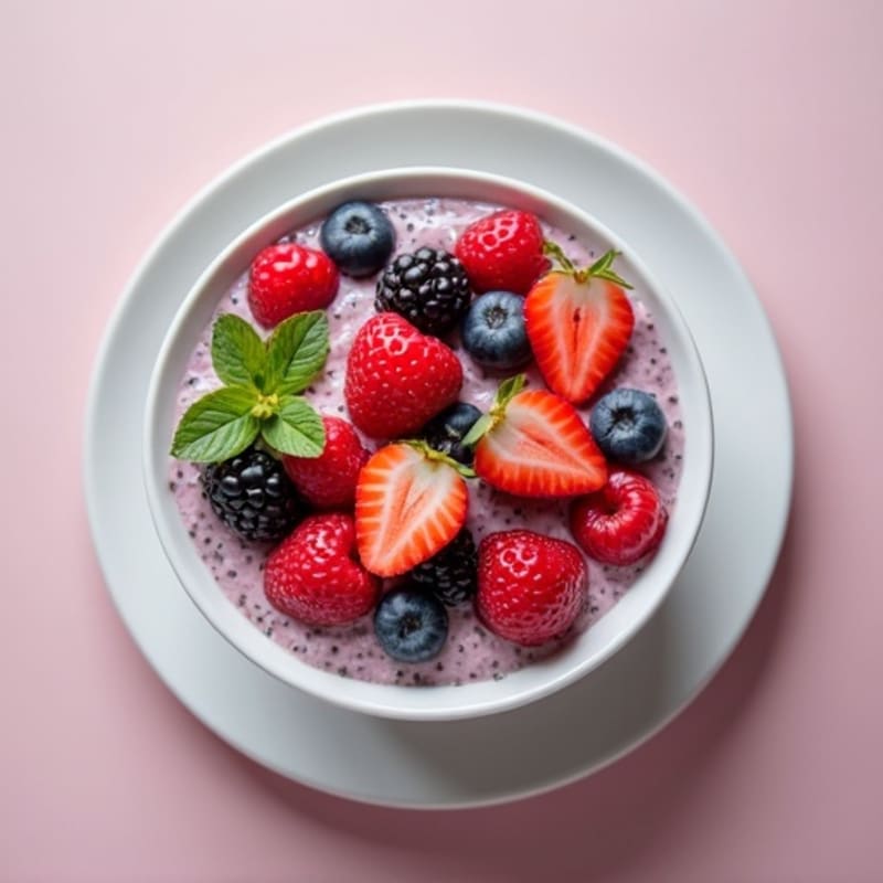 Chia Protein Pudding with Greek Yogurt and Mixed Berries