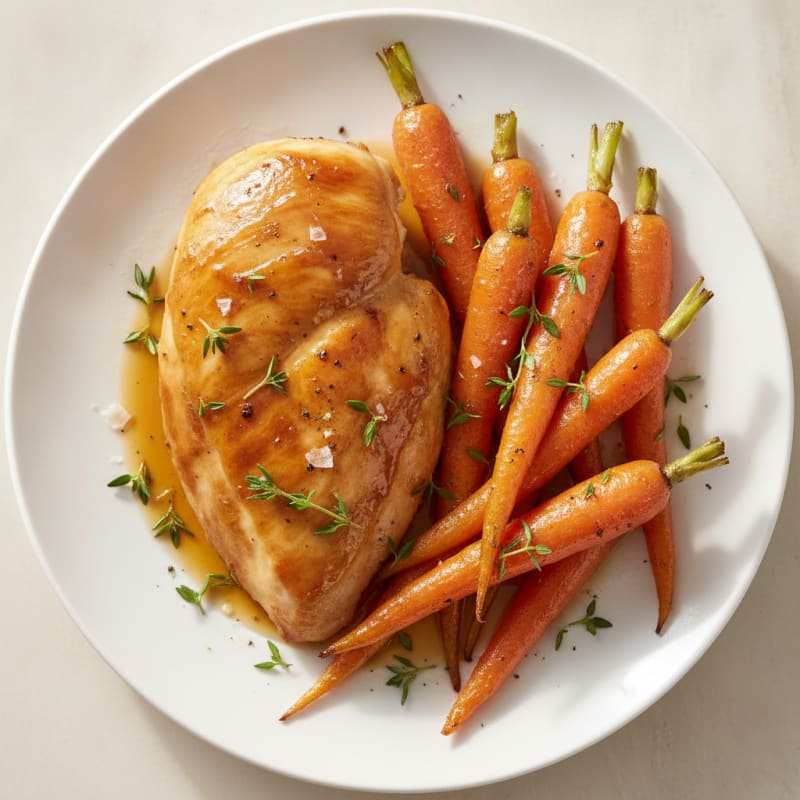 Maple-Glazed Roasted Carrots and Chicken with Thyme