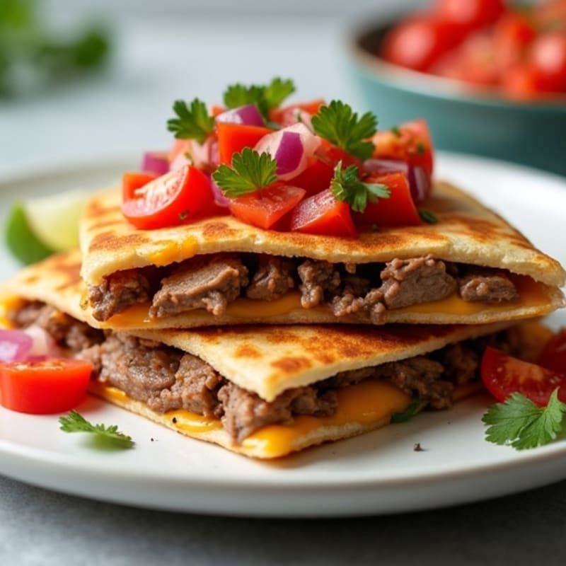 Crispy Healthy Steak Quesadillas with Fresh Salsa