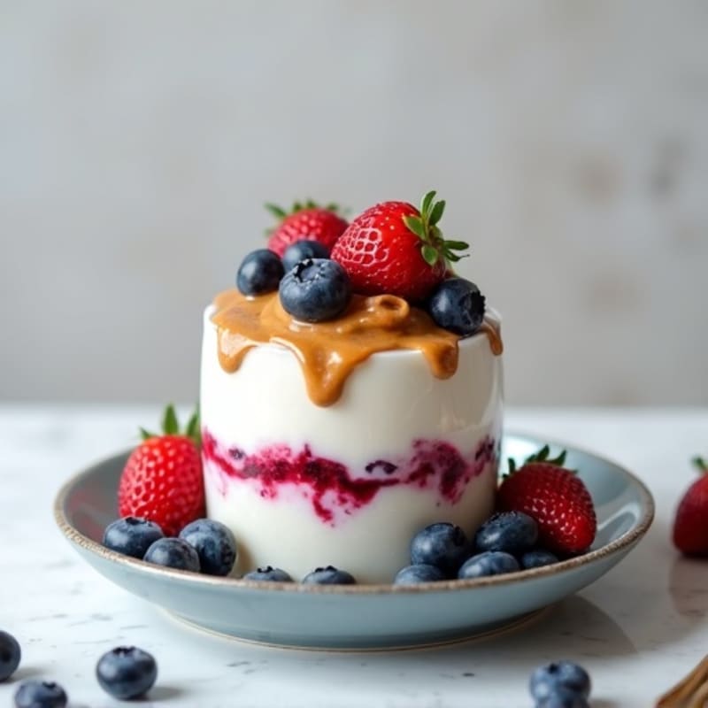 Greek Yogurt Protein Parfait with Almond Butter and Berries