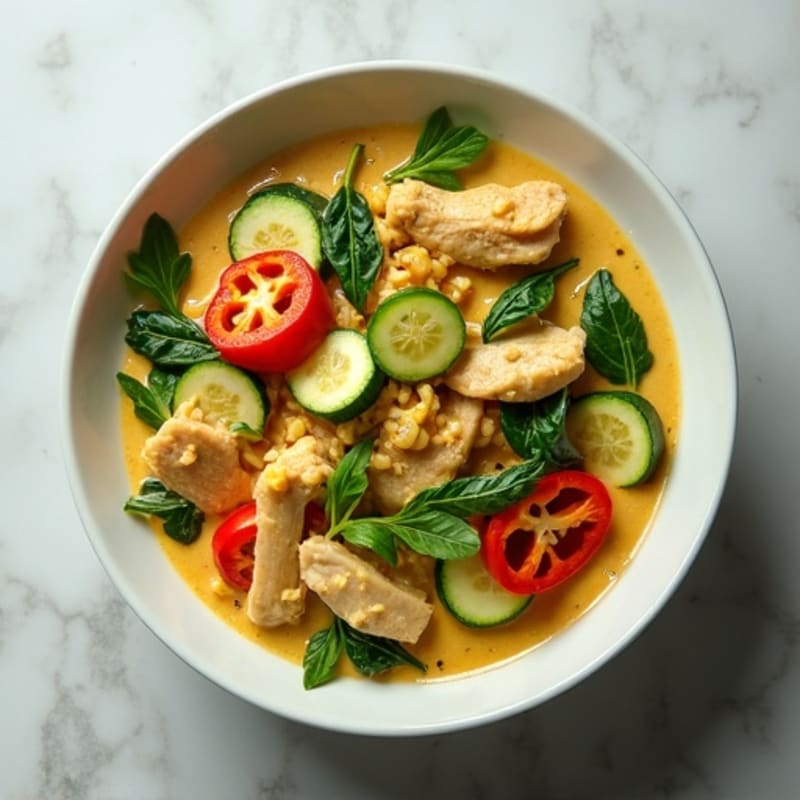 Creamy Coconut Green Curry Chicken with Fresh Vegetables