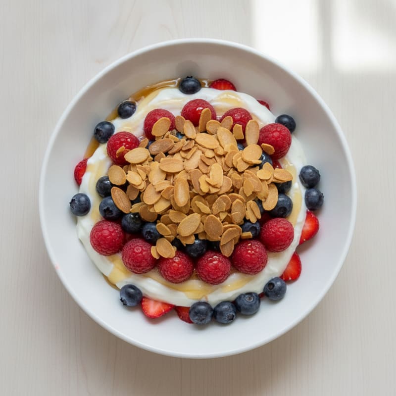 Greek Yogurt Parfait with Berries and Almond Crunch