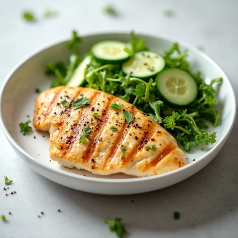 Grilled Chicken Breast with Cucumber Salad