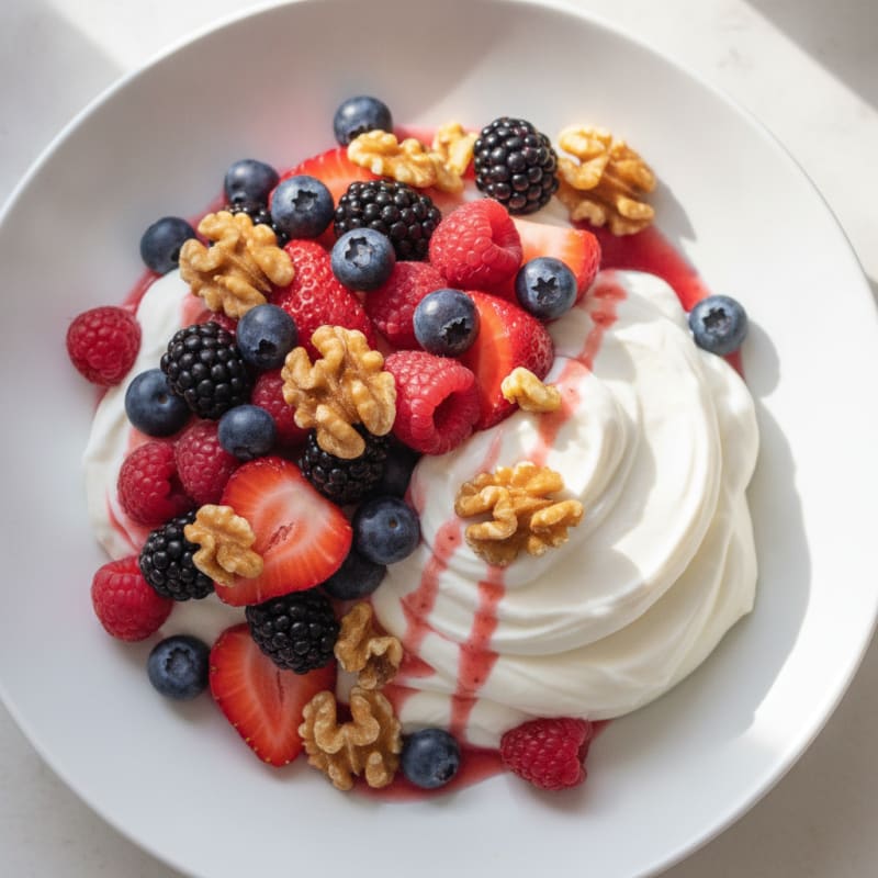 Greek Yogurt Protein Mousse with Mixed Berries