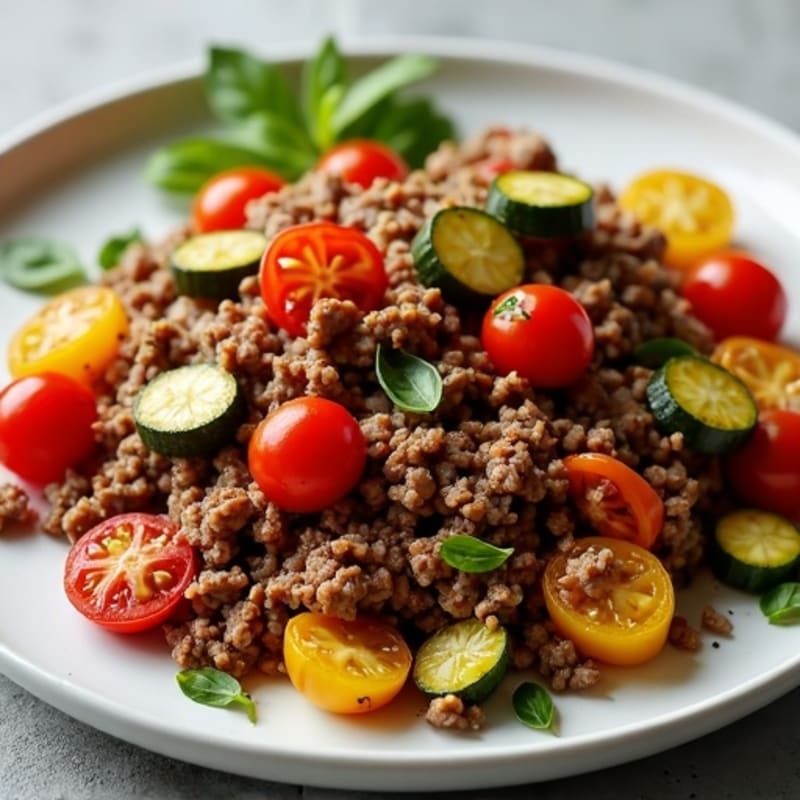 Herb-Seasoned Lean Ground Beef Skillet with Roasted Vegetables