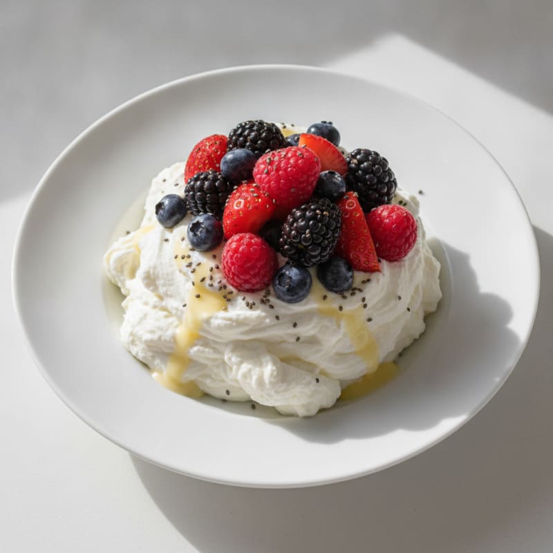 Silky Greek Yogurt Protein Mousse with Mixed Berries
