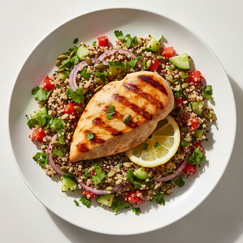 Grilled Chicken Breast with Crunchy Quinoa Salad