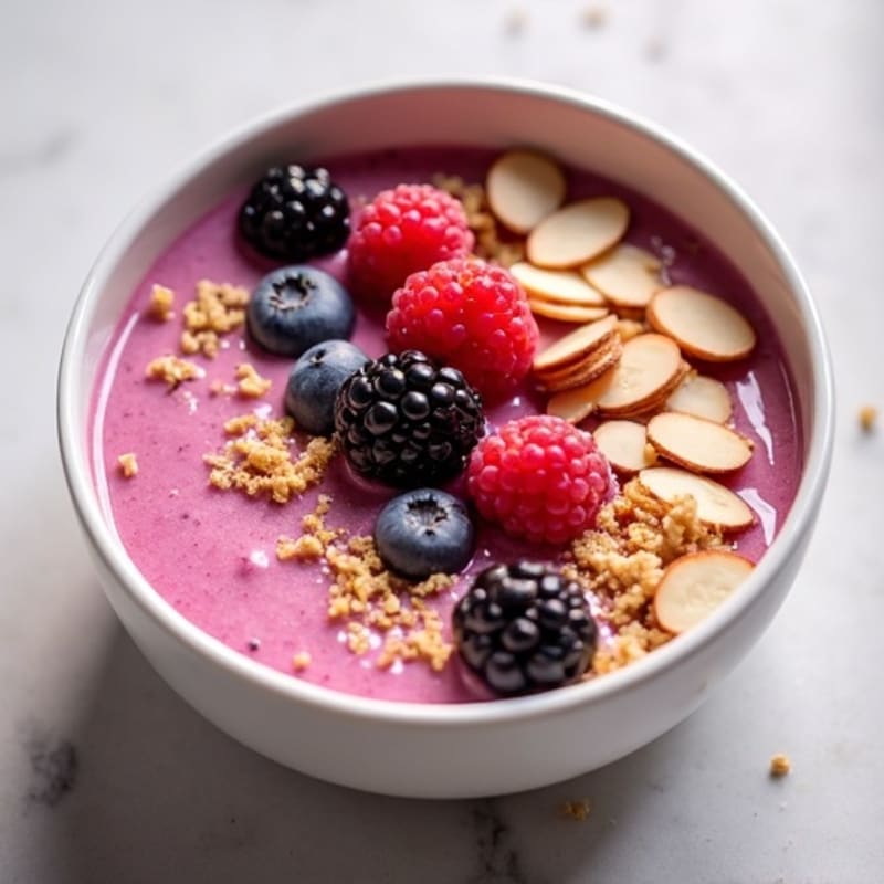 Silky Protein Berry Smoothie Bowl with Almond Crunch