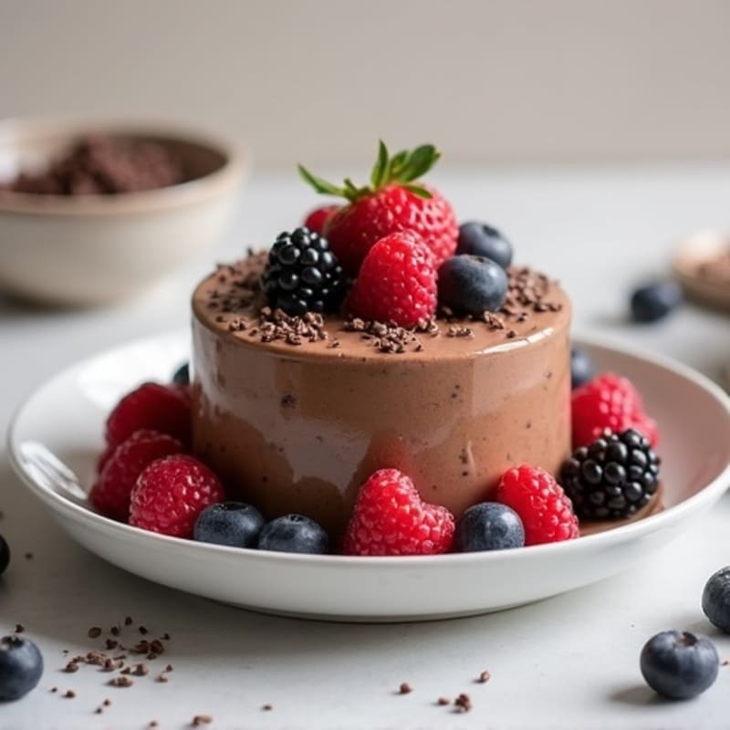 Silky Chocolate Protein Pudding with Berries