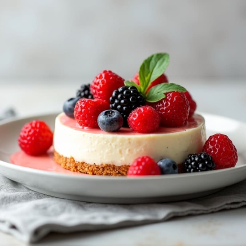 Greek Yogurt Protein Cheesecake with Mixed Berries