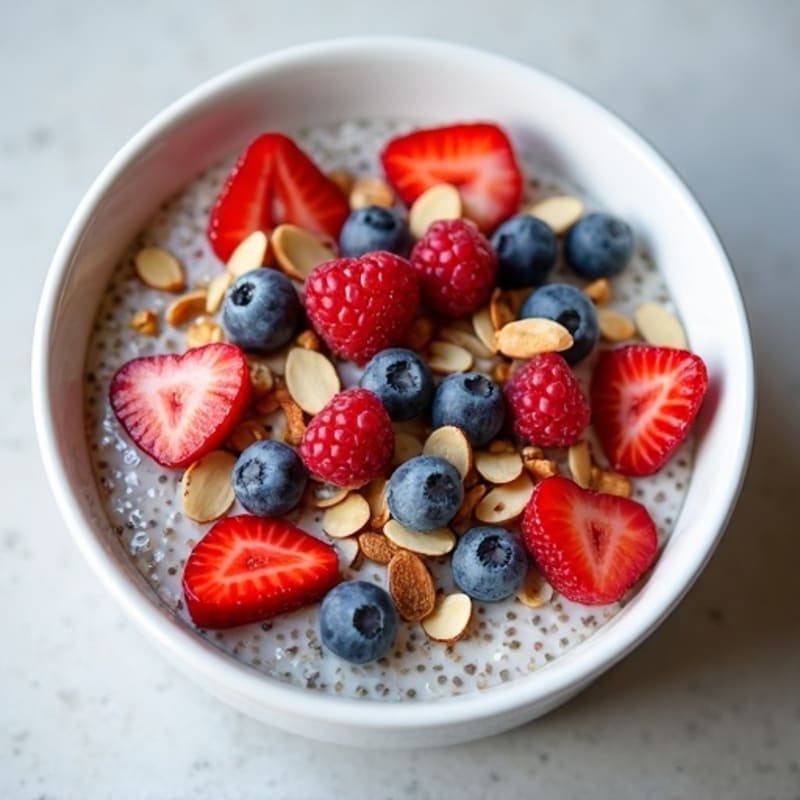 Creamy Chia Seed Pudding with Fresh Berries and Toasted Almonds
