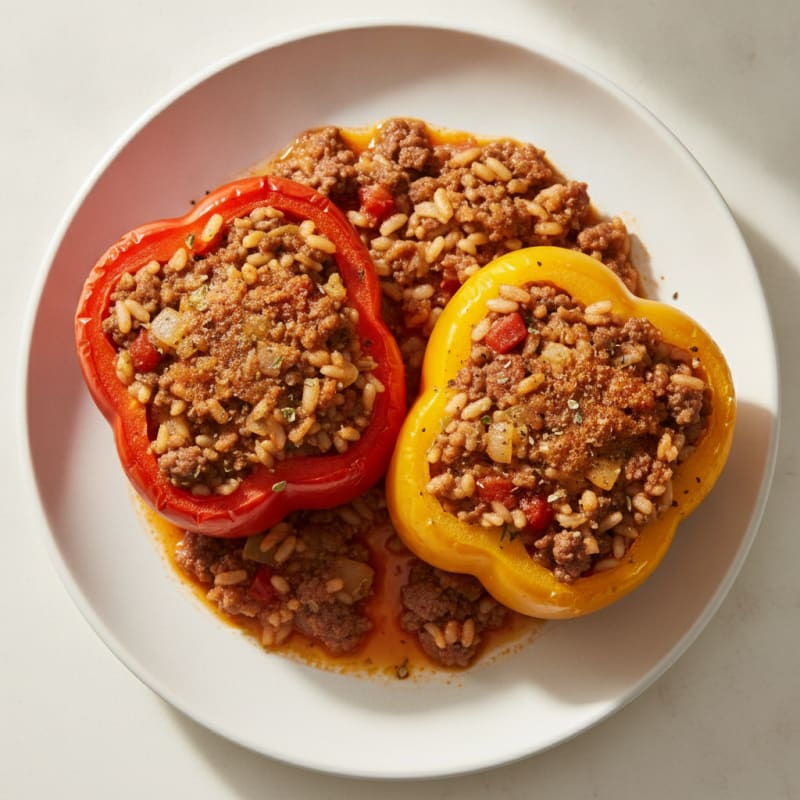 Beef and Rice Stuffed Bell Peppers