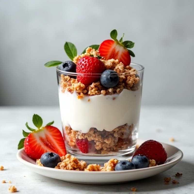 Creamy Greek Yogurt Parfait with Mixed Berries and Protein Granola