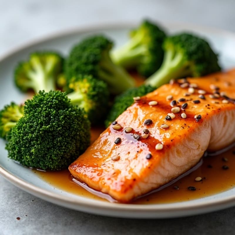 Ginger-Sesame Glazed Salmon with Roasted Broccoli