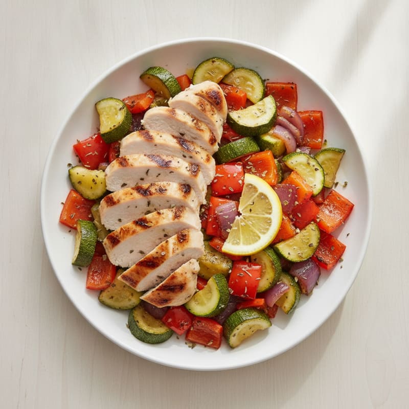 Grilled Chicken and Roasted Vegetable Bowl