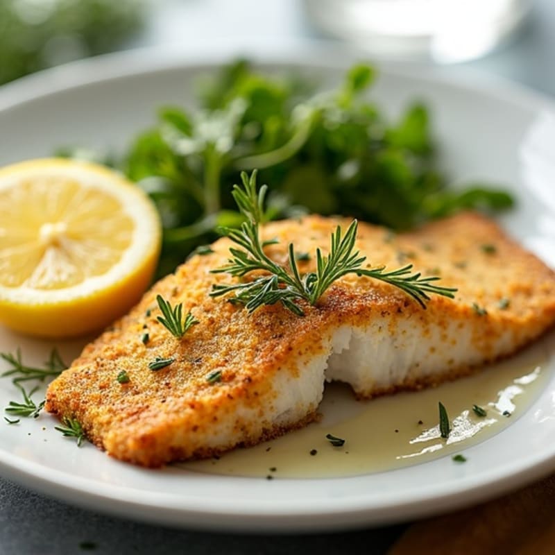 Crispy Herb-Crusted Catfish with Lemon