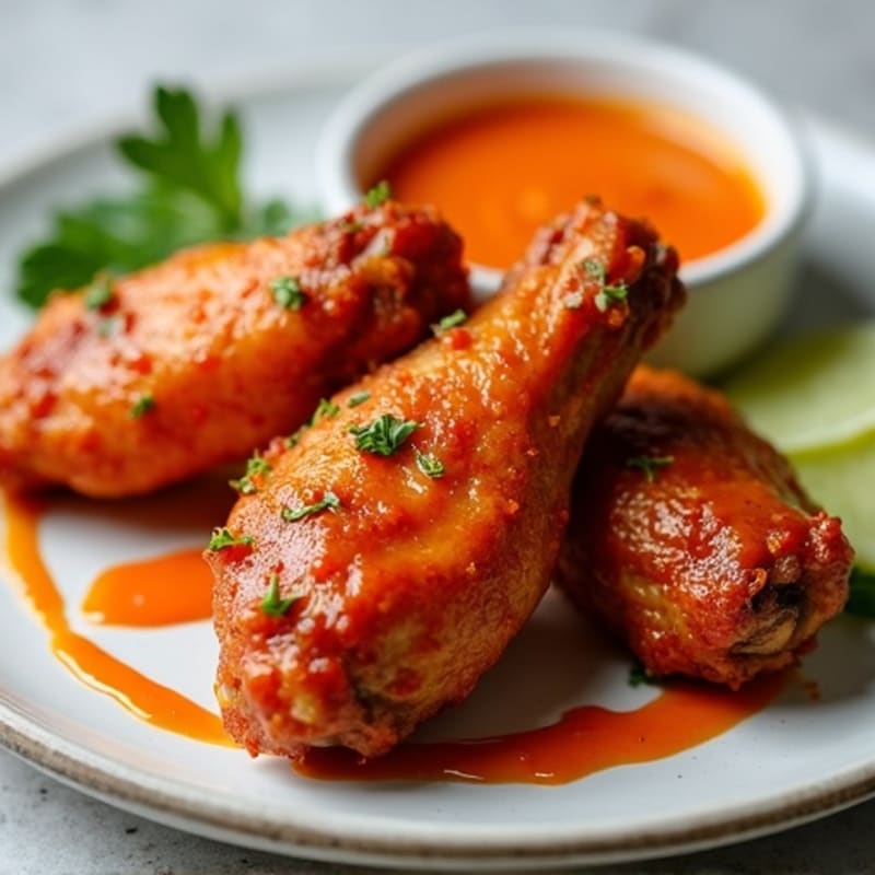 Crispy Baked Chicken Wings with Spicy Buffalo Sauce