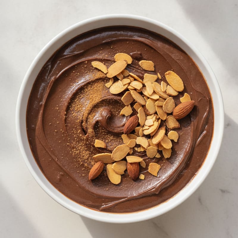 Creamy Vegan Chocolate Protein Pudding with Toasted Almonds