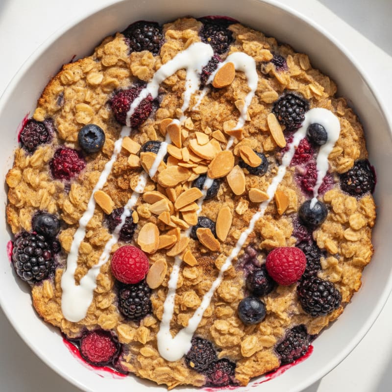 Baked Berry Oatmeal with Toasted Almonds