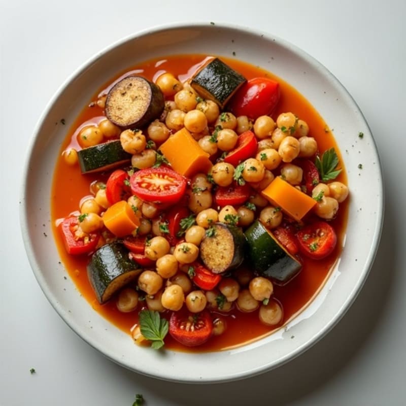 Simmered Eggplant, Zucchini, and Bell Pepper Stew